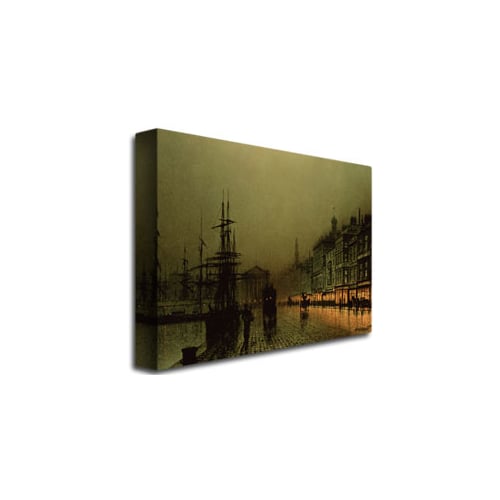 John Grimshaw Greenock Dock by Moonlight Canvas Art 18 x 24 Image 2