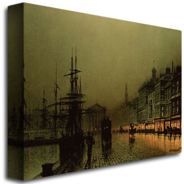 John Grimshaw Greenock Dock by Moonlight Canvas Art 18 x 24 Image 3