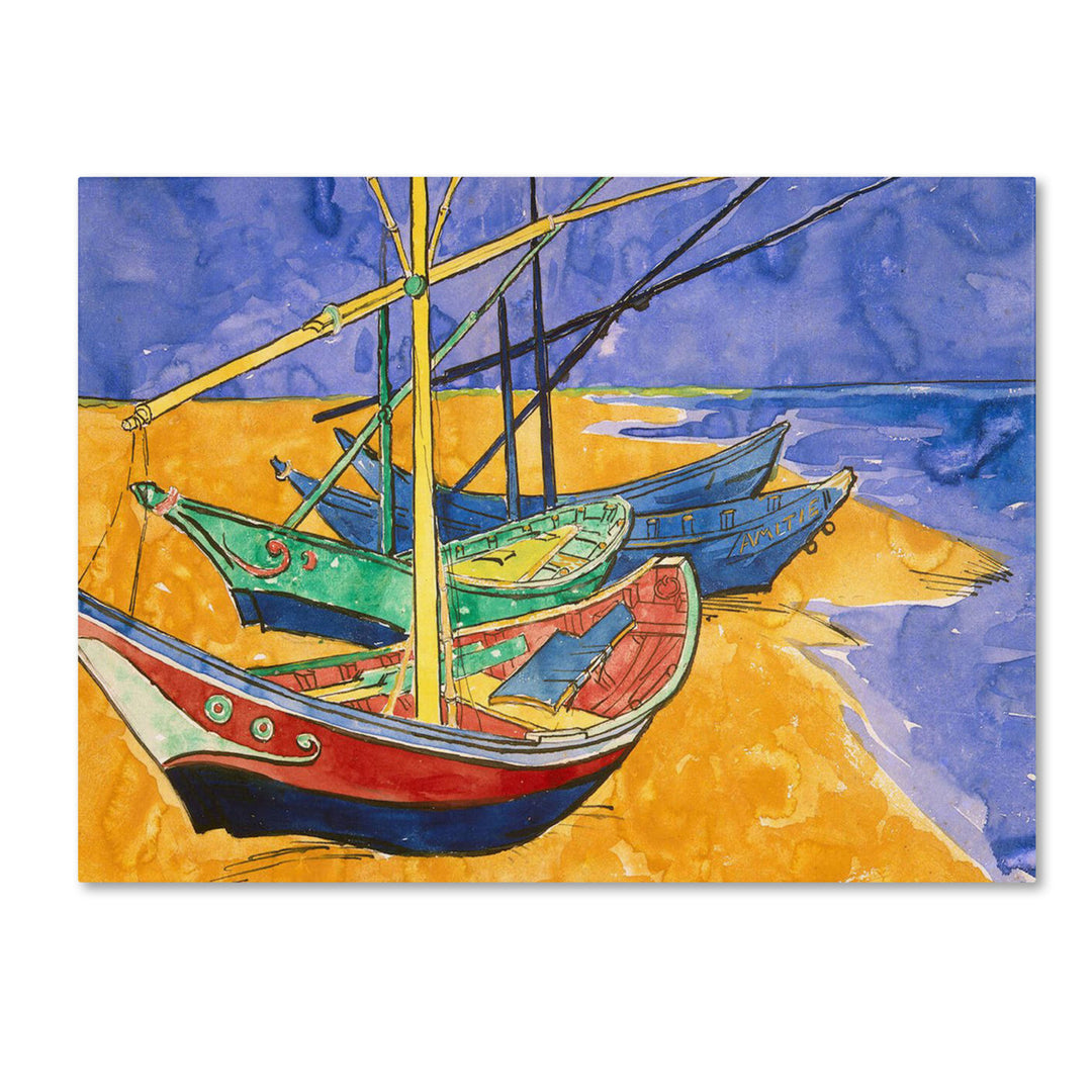 Vincent Van Gogh Fishing Boats on the Beach Canvas Art 18 x 24 Image 1