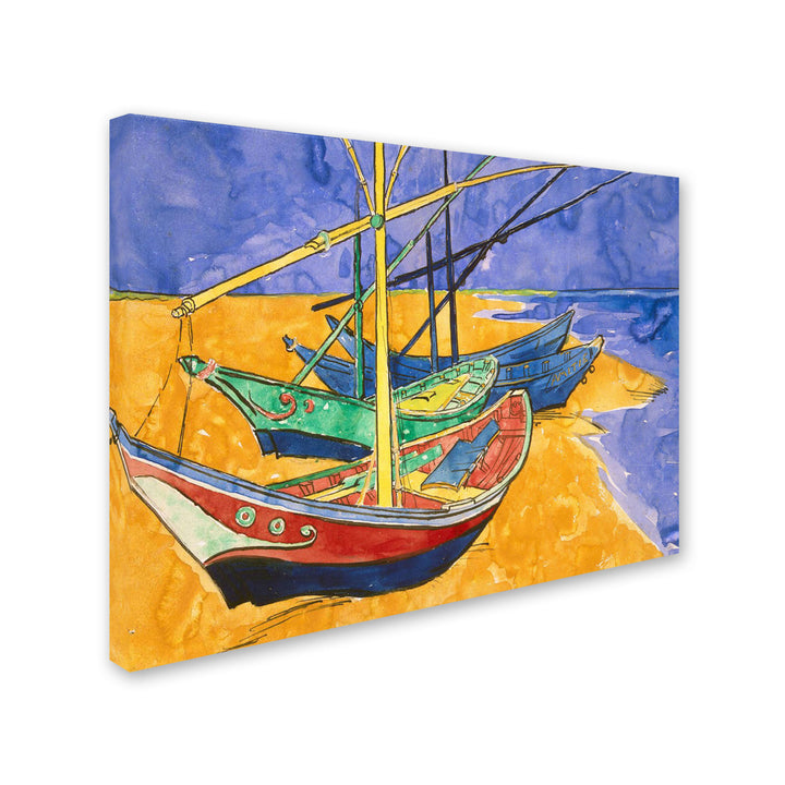 Vincent Van Gogh Fishing Boats on the Beach Canvas Art 18 x 24 Image 2