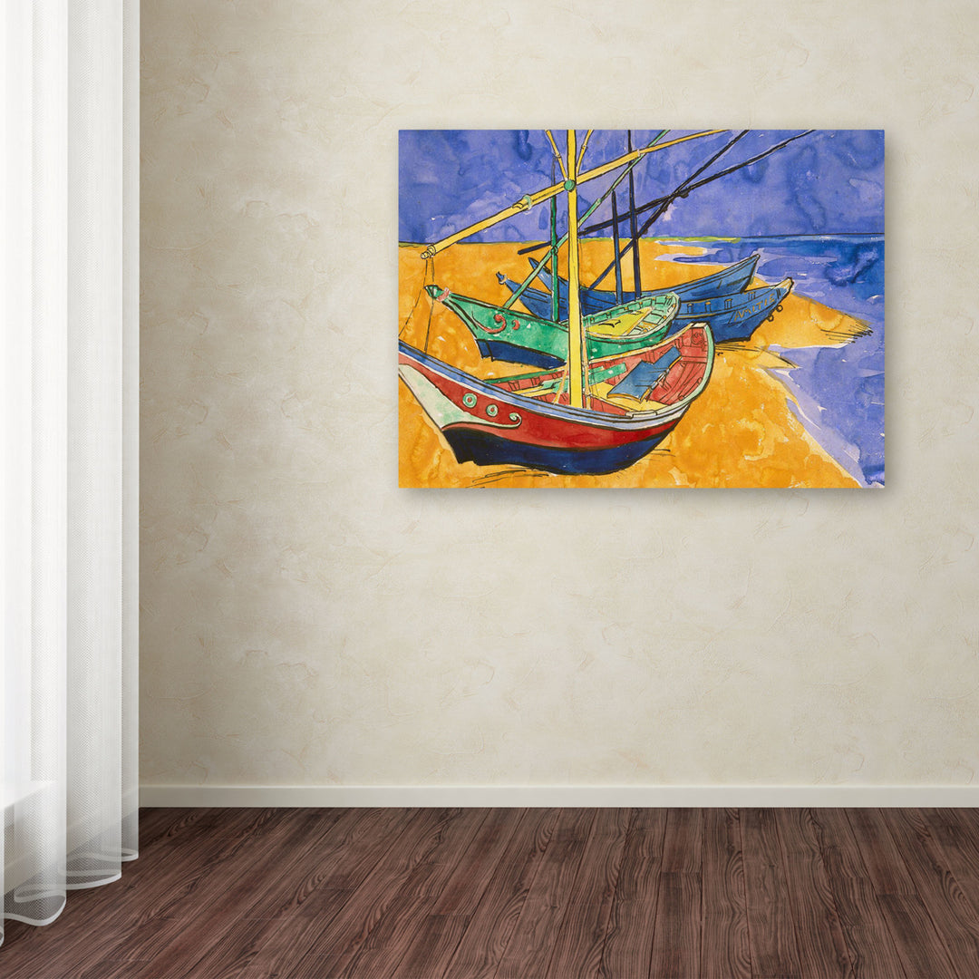 Vincent Van Gogh Fishing Boats on the Beach Canvas Art 18 x 24 Image 3