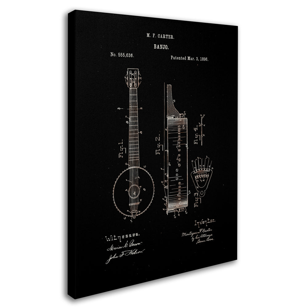 Claire Doherty Vintage Banjo Patent 1896 Black Canvas Art 18 x 24 Image 2