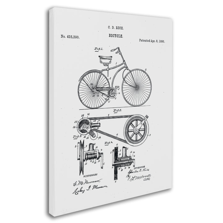 Claire Doherty Bicycle Patent 1890 White Canvas Art 18 x 24 Image 2