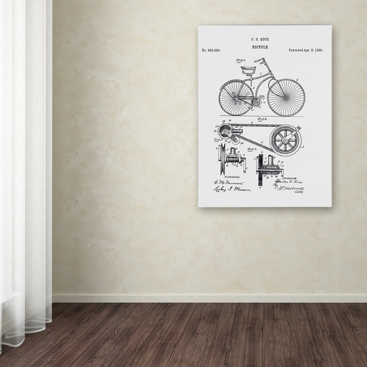 Claire Doherty Bicycle Patent 1890 White Canvas Art 18 x 24 Image 3