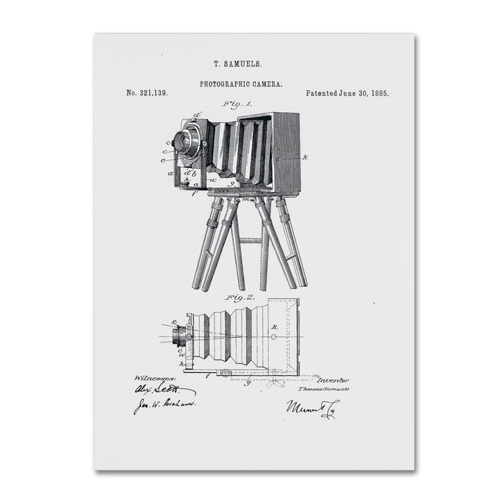 Claire Doherty Photographic Camera Patent 1885 White Canvas Art 18 x 24 Image 1