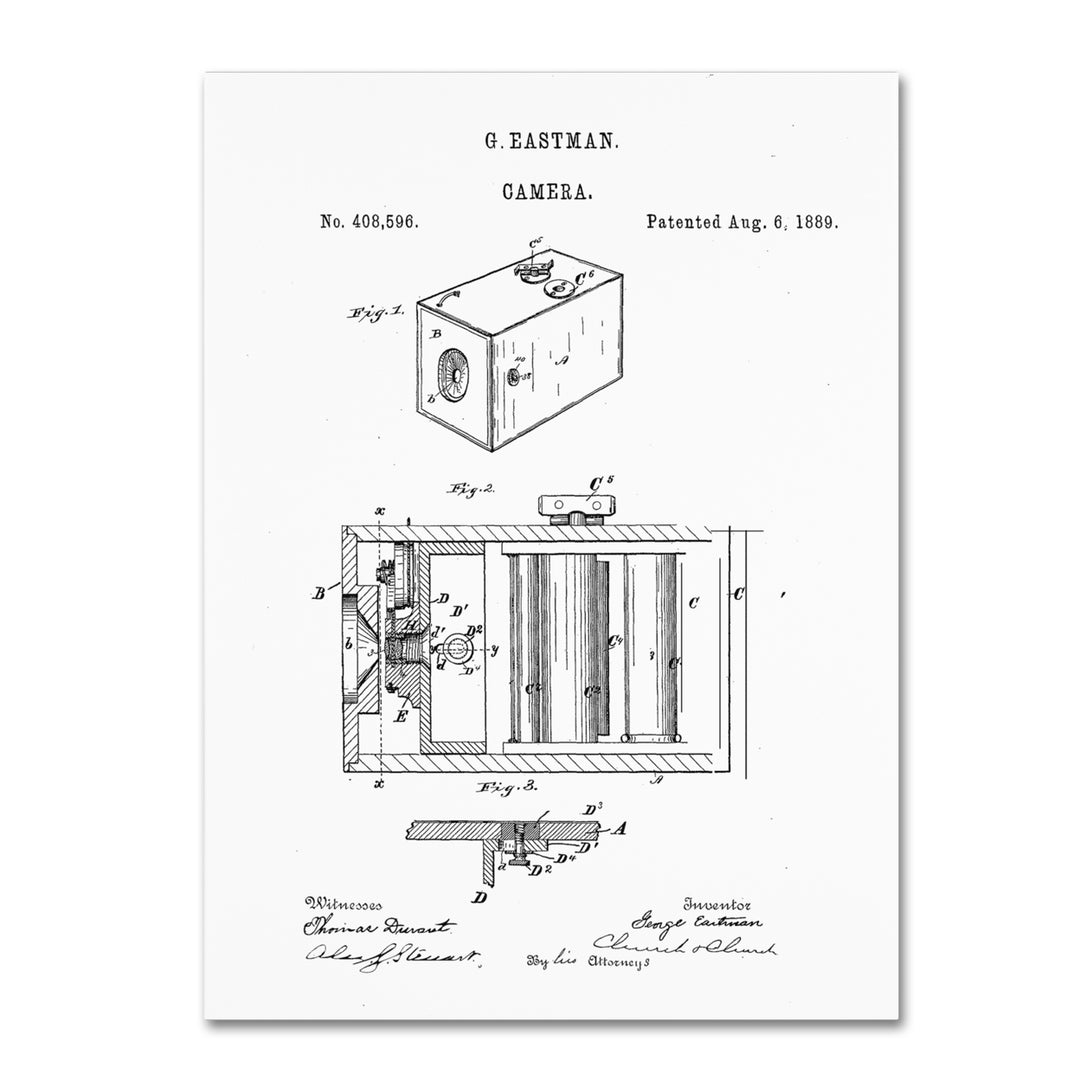 Claire Doherty George Eastman Camera Patent White Canvas Art 18 x 24 Image 1