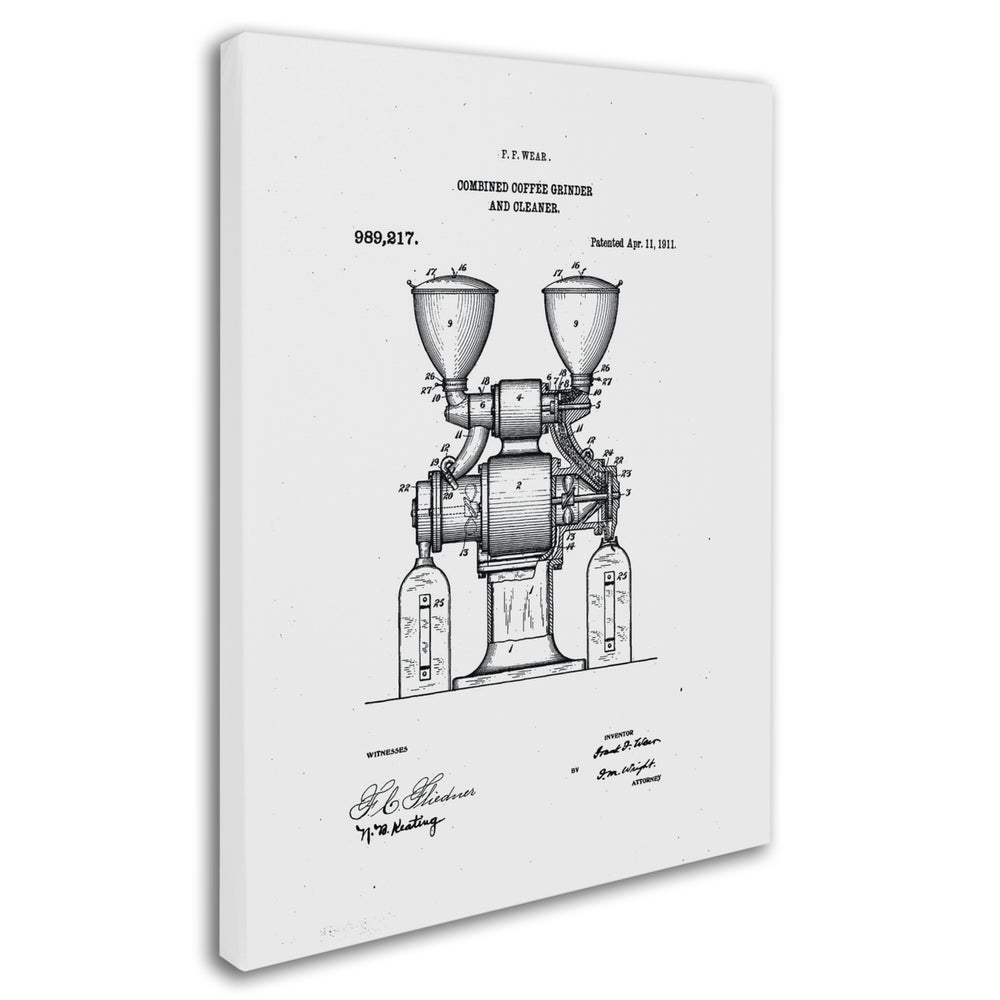 Claire Doherty Coffee Grinder Patent 1911 White Canvas Art 18 x 24 Image 2