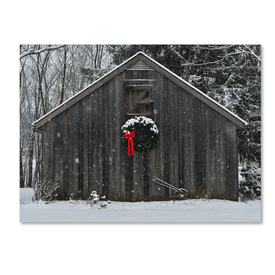 Kurt Shaffer Christmas Barn in the Snow Canvas Art 18 x 24 Image 1