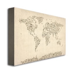 Michael Tompsett Music Note World Map Canvas Art 18 x 24 Image 3