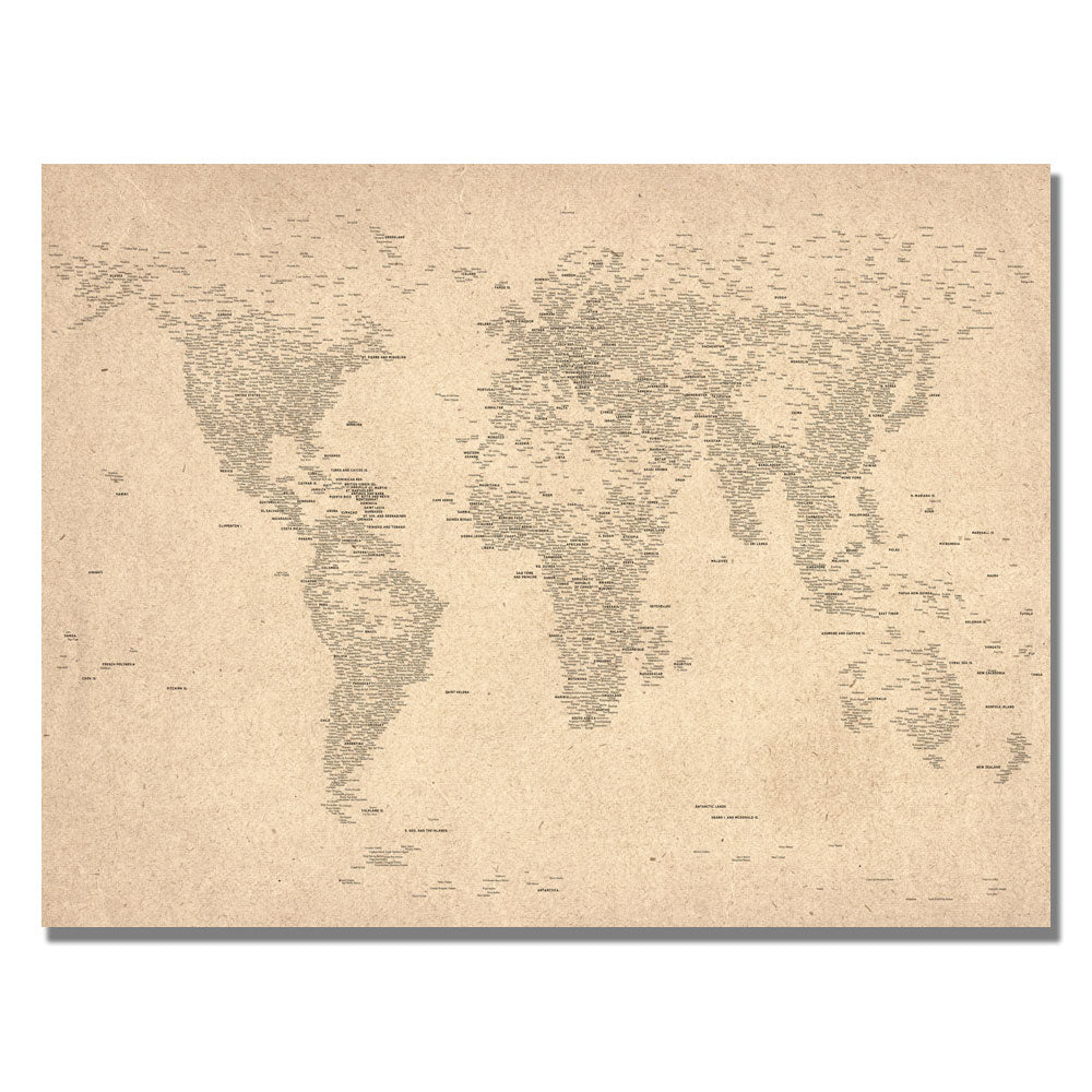 Michael Tompsett World Map of Cities Canvas Art 18 x 24 Image 1