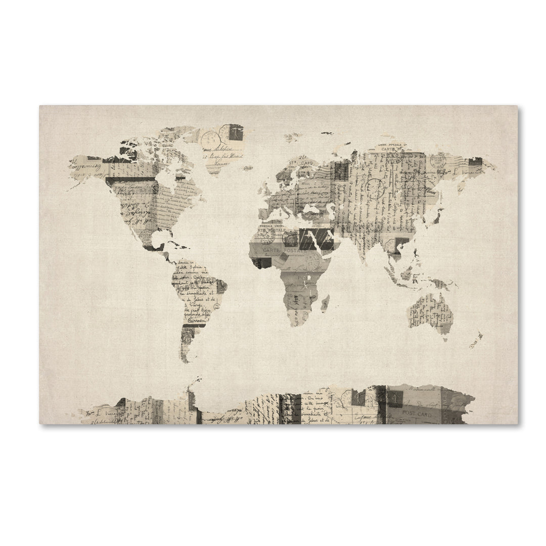 Michael Tompsett Vintage Postcard World Map Canvas Art 18 x 24 Image 1