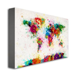 Michael Tompsett Paint Splashes World Map Canvas Art 18 x 24 Image 3