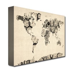 Michael Tompsett Old Clocks World Map Canvas Art 18 x 24 Image 3