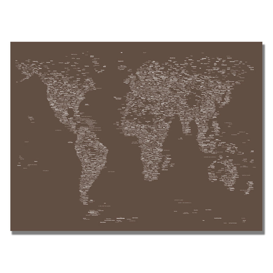 Michael Tompsett Font World Map IV Canvas Art 18 x 24 Image 1