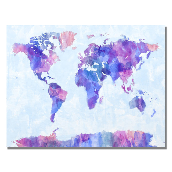 Michael Tompsett Watercolor World Map IV Canvas Art 18 x 24 Image 1