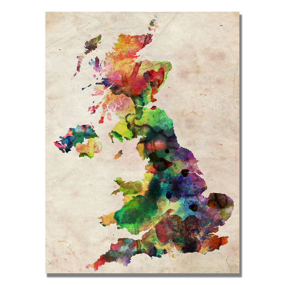 Michael Tompsett UK Watercolour Map Canvas Art 18 x 24 Image 1