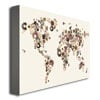 Michael Tompsett Flowers World Map Canvas Art 18 x 24 Image 2