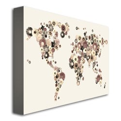 Michael Tompsett Flowers World Map Canvas Art 18 x 24 Image 3