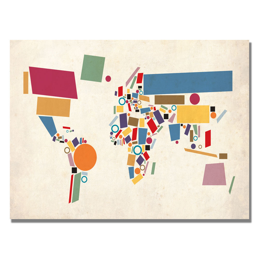 Michael Tompsett Abstract Shapes World Map Canvas Art 18 x 24 Image 1