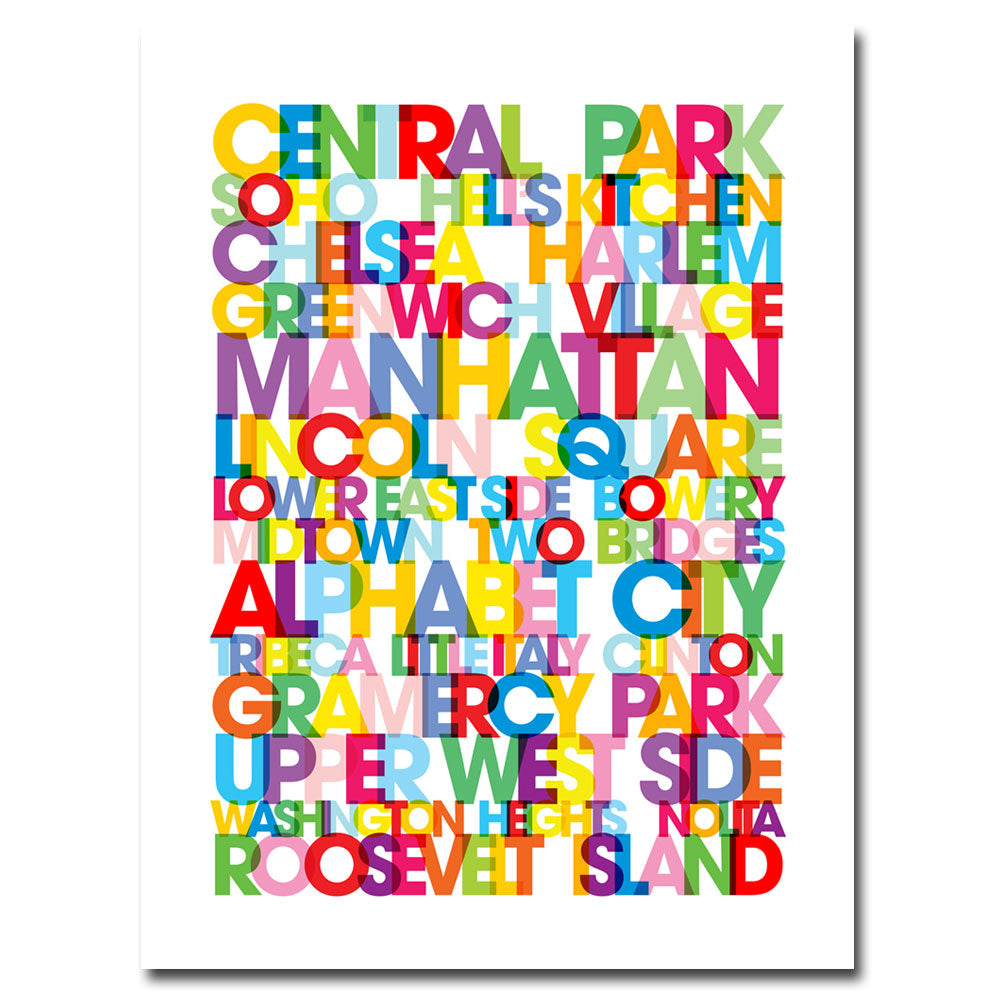 Michael Tompsett Manhattan Neigborhoods Canvas Art 18 x 24 Image 1