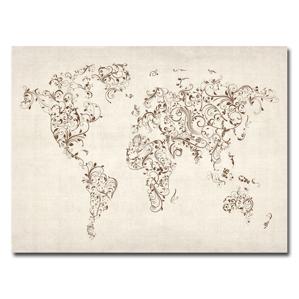 Michael Tompsett World Map - Swirls Canvas Art 18 x 24 Image 1