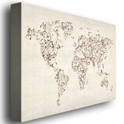 Michael Tompsett World Map - Swirls Canvas Art 18 x 24 Image 3