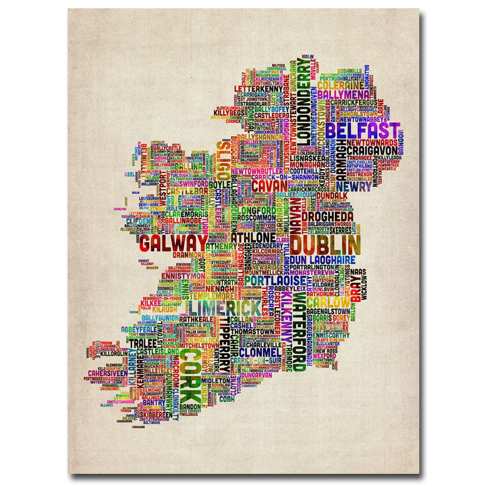 Michael Tompsett Ireland City Text Map II Canvas Art 18 x 24 Image 1