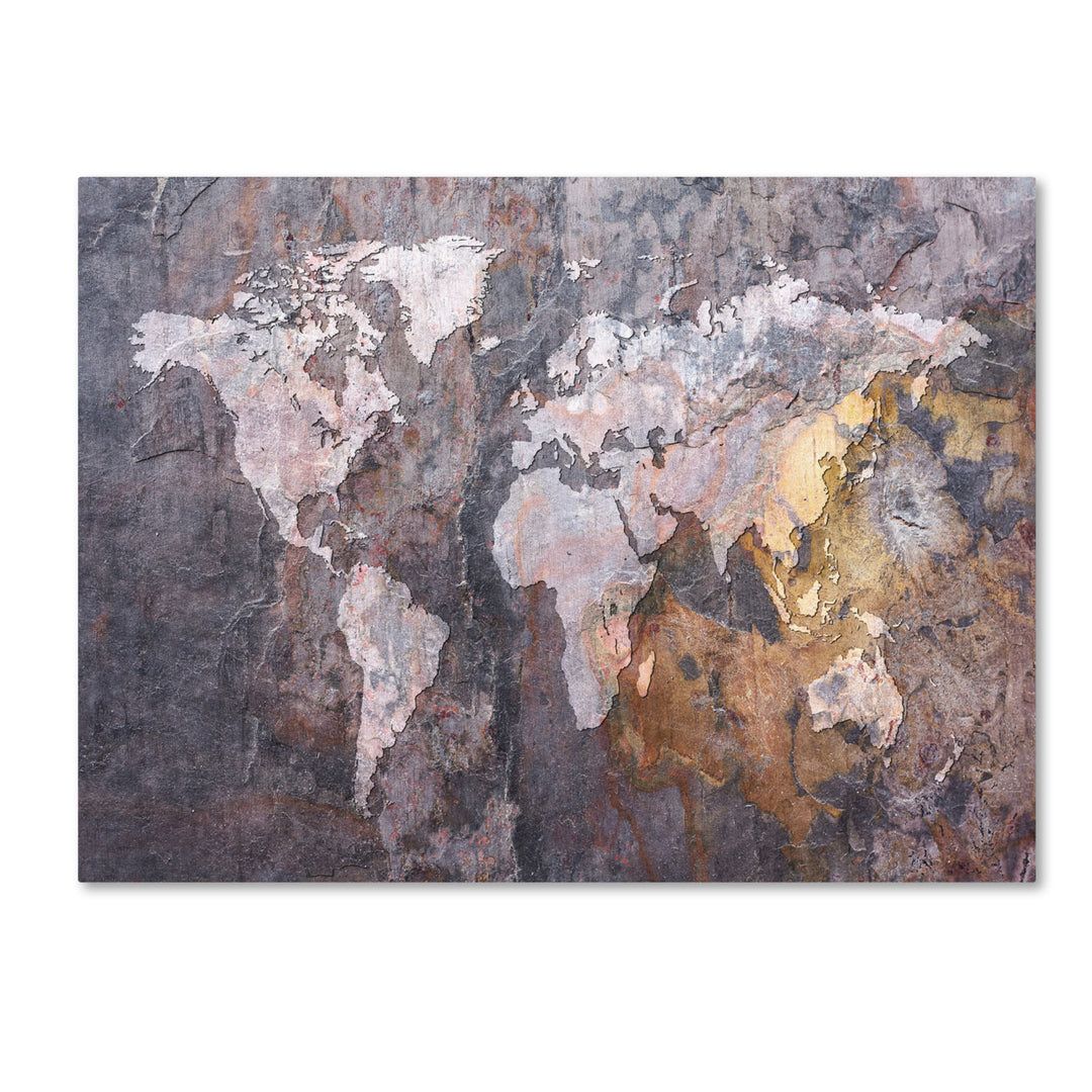 Michael Tompsett World Map - Rock Canvas Art 18 x 24 Image 1