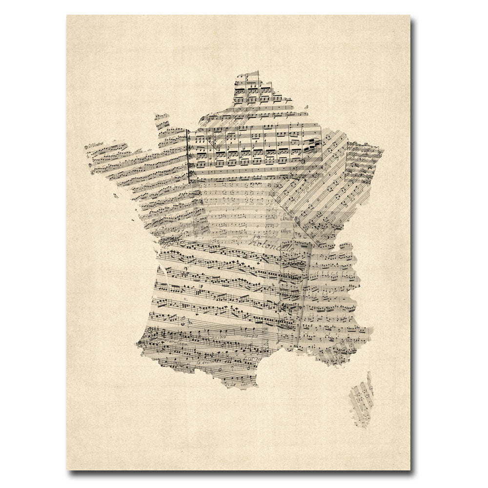 Michael Tompsett France - Music Map Canvas Art 18 x 24 Image 1