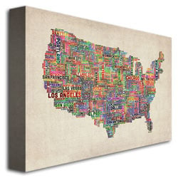 Michael Tompsett US Cities Text Map VI Canvas Art 18 x 24 Image 3
