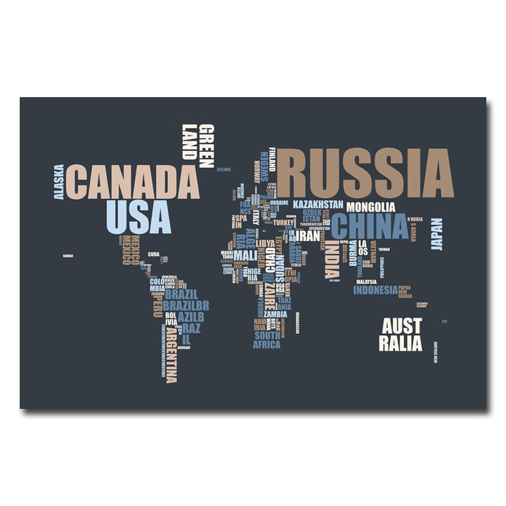 Michael Tompsett World Text Map Canvas Art 18 x 24 Image 1