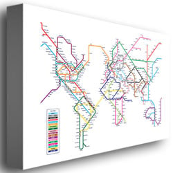 Michael Tompsett World Map - Subway Canvas Art 18 x 24 Image 3