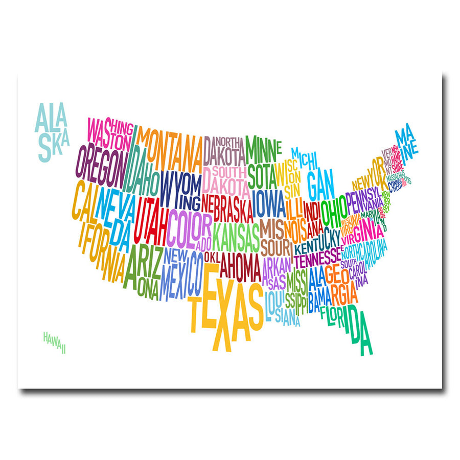 Michael Tompsett United States Text Map Canvas Art 18 x 24 Image 1