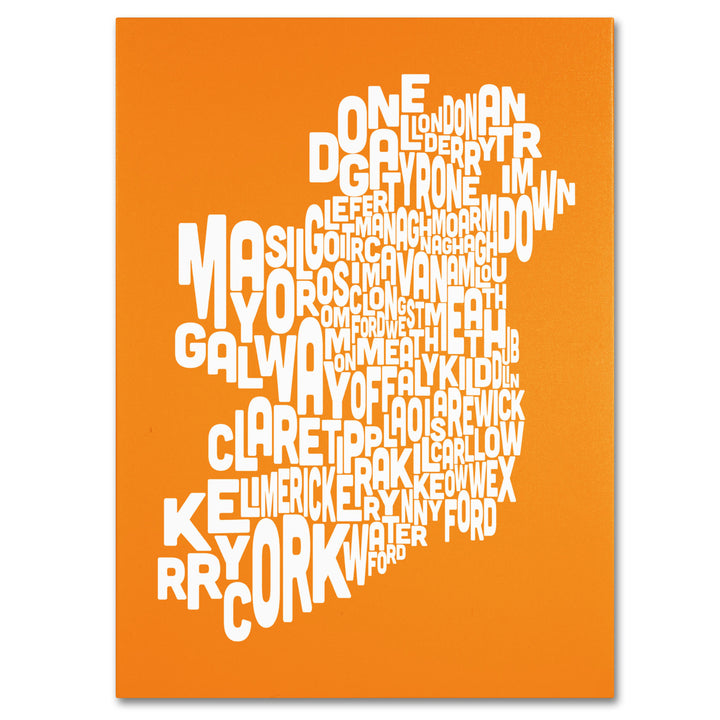 Michael Tompsett ORANGE-Ireland Text Map Canvas Art 18 x 24 Image 1