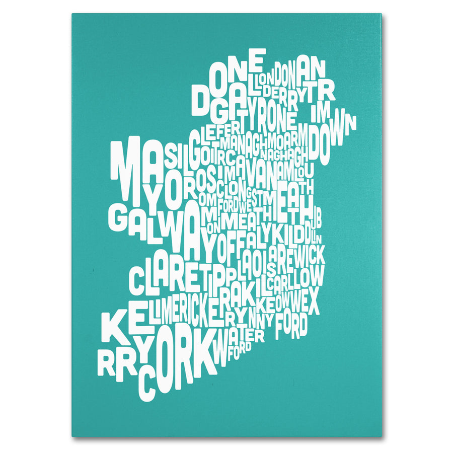 Michael Tompsett TURQOISE-Ireland Text Map Canvas Art 18 x 24 Image 1