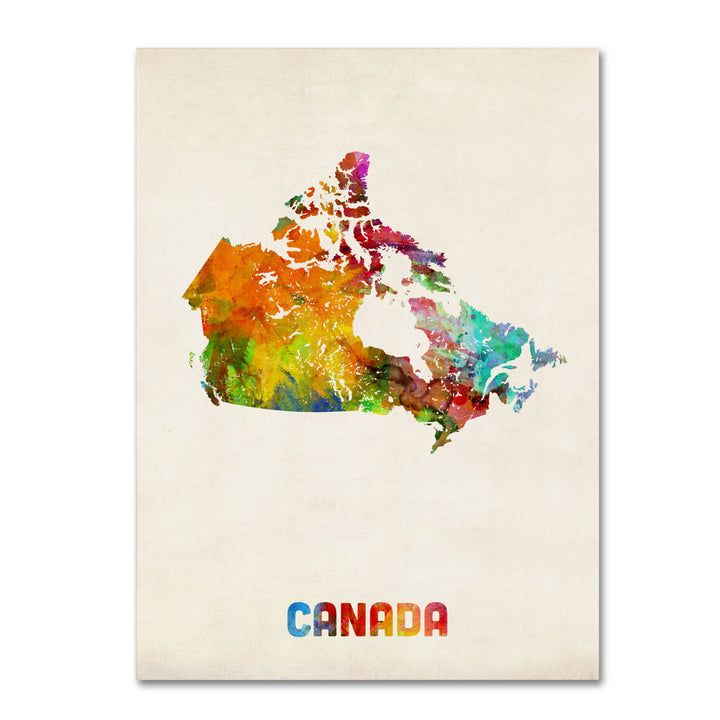 Michael Tompsett Canada Watercolor Map Canvas Art 18 x 24 Image 1