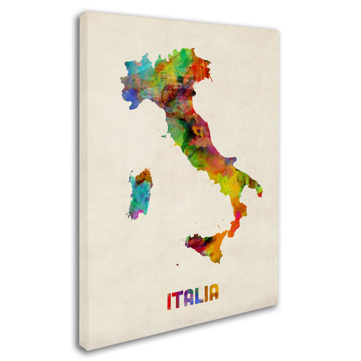 Michael Tompsett Italy Watercolor Map Canvas Art 18 x 24 Image 2