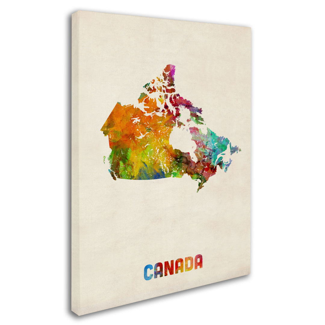 Michael Tompsett Canada Watercolor Map Canvas Art 18 x 24 Image 2