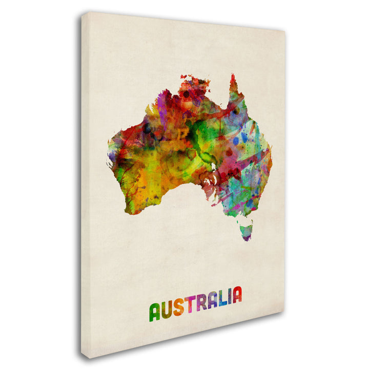 Michael Tompsett Australia Watercolor Map Canvas Art 18 x 24 Image 2