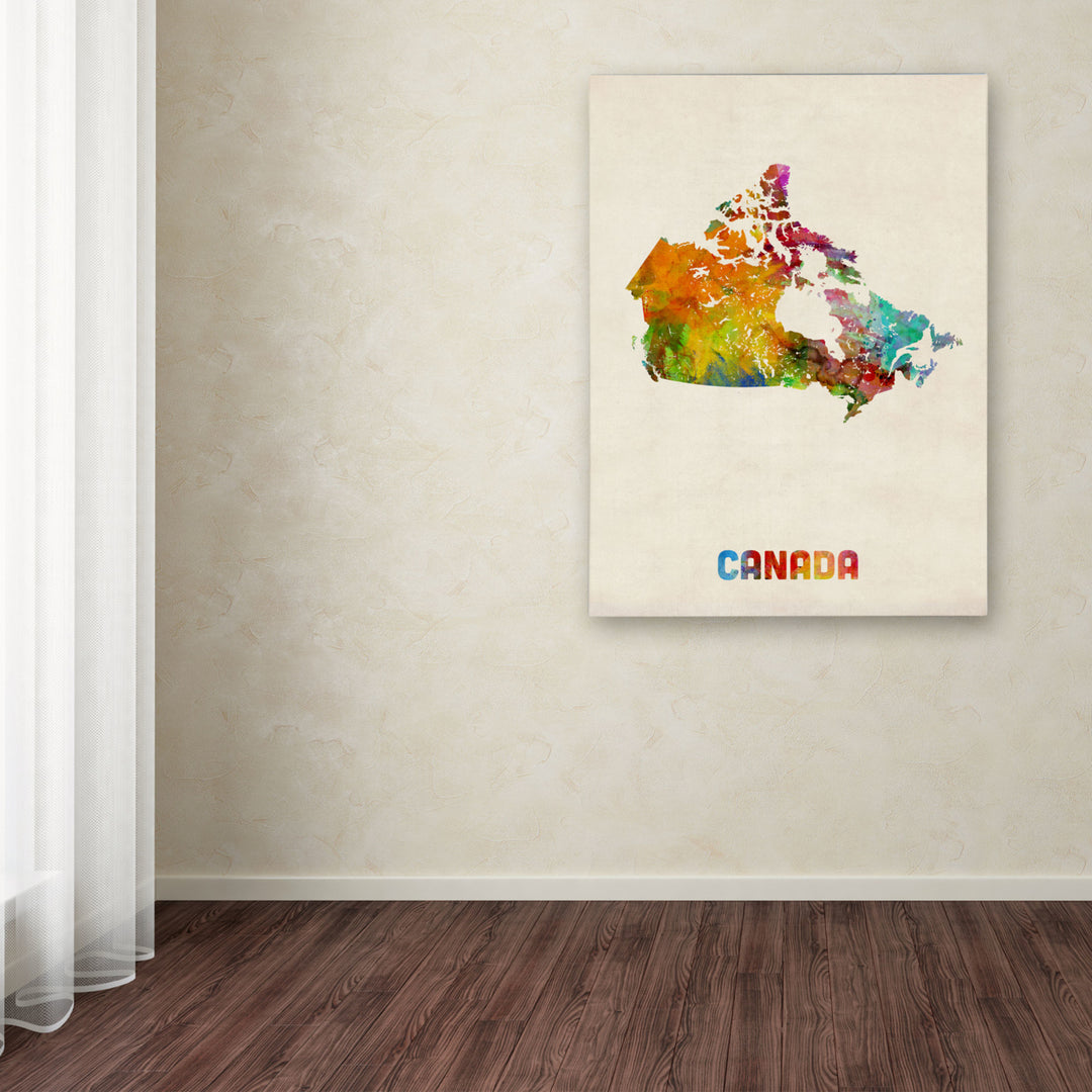 Michael Tompsett Canada Watercolor Map Canvas Art 18 x 24 Image 3