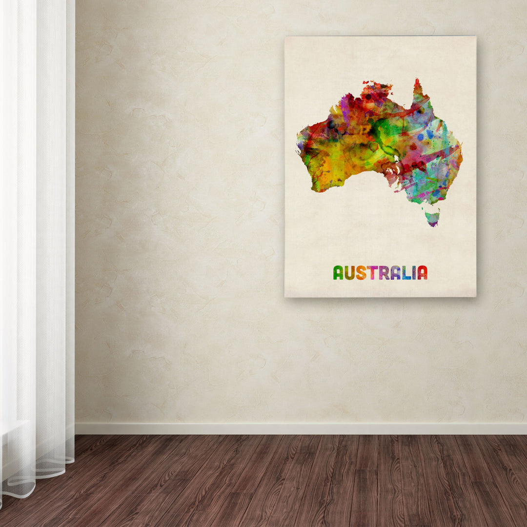 Michael Tompsett Australia Watercolor Map Canvas Art 18 x 24 Image 3