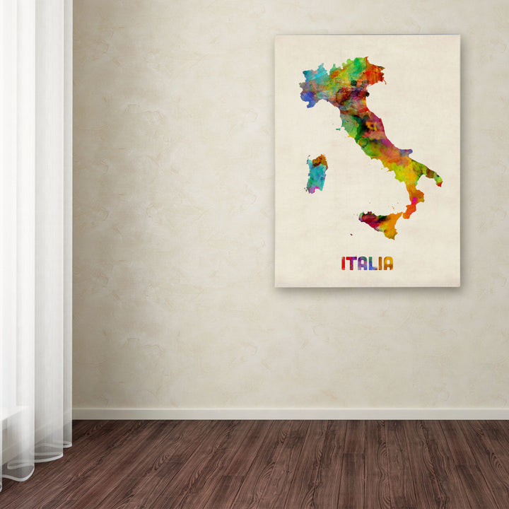 Michael Tompsett Italy Watercolor Map Canvas Art 18 x 24 Image 3