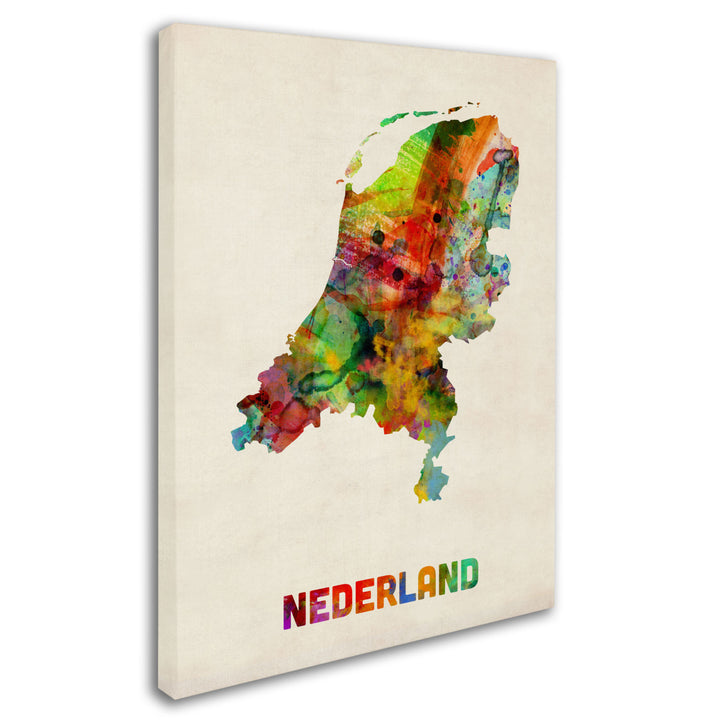 Michael Tompsett Netherlands Watercolor Map Canvas Art 18 x 24 Image 2