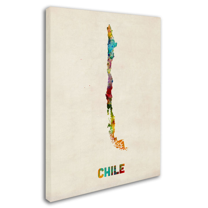 Michael Tompsett Chile Watercolor Map Canvas Art 18 x 24 Image 2