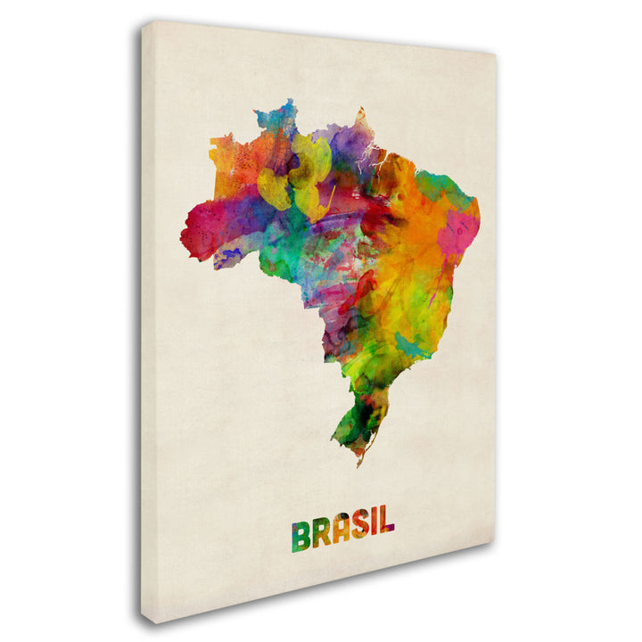 Michael Tompsett Brasil Watercolor Map Canvas Art 18 x 24 Image 2