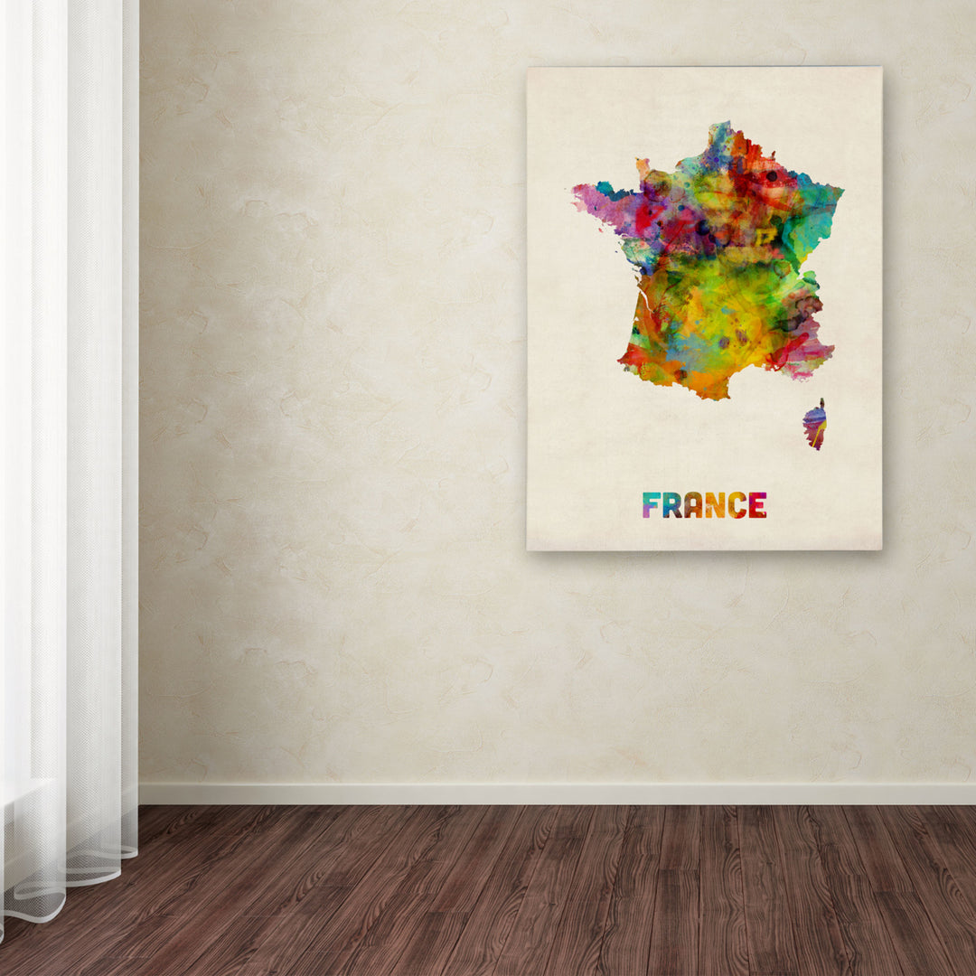 Michael Tompsett France Watercolor Map Canvas Art 18 x 24 Image 3