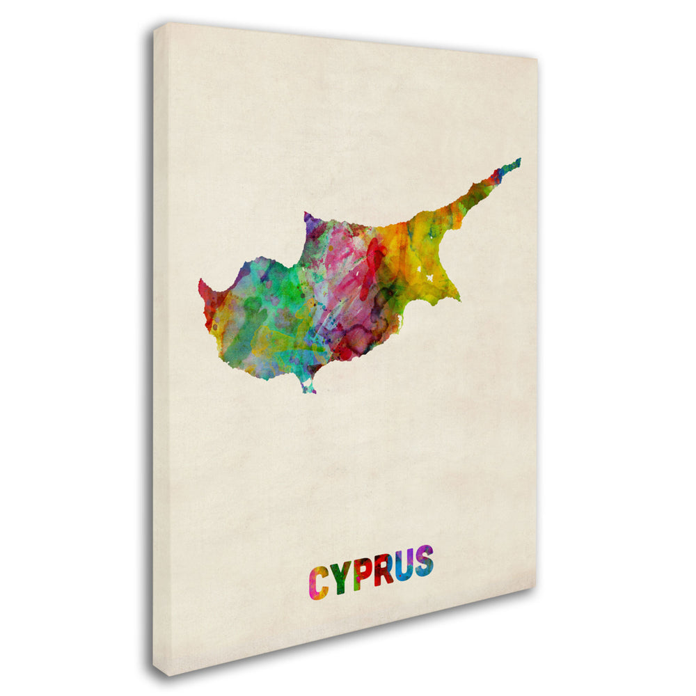 Michael Tompsett Cyprus Watercolor Map Canvas Art 18 x 24 Image 2