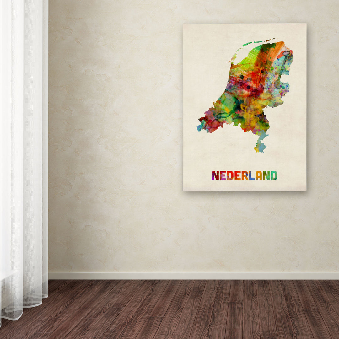 Michael Tompsett Netherlands Watercolor Map Canvas Art 18 x 24 Image 3