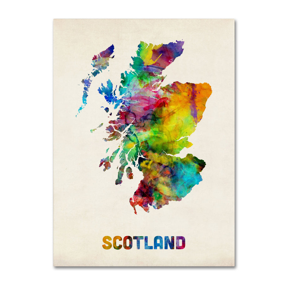 Michael Tompsett Scotland Watercolor Map Canvas Art 18 x 24 Image 1