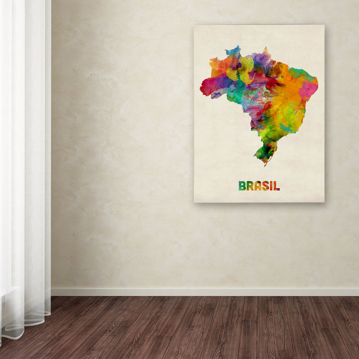 Michael Tompsett Brasil Watercolor Map Canvas Art 18 x 24 Image 3